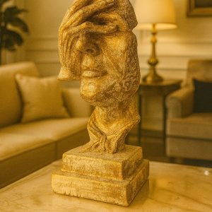 Gold Abstract Face Sculpture