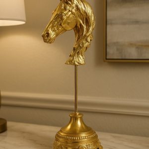 Gold Horse Head Sculpture