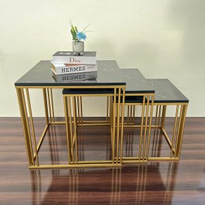Fluted Leg Square Nesting Table Set
